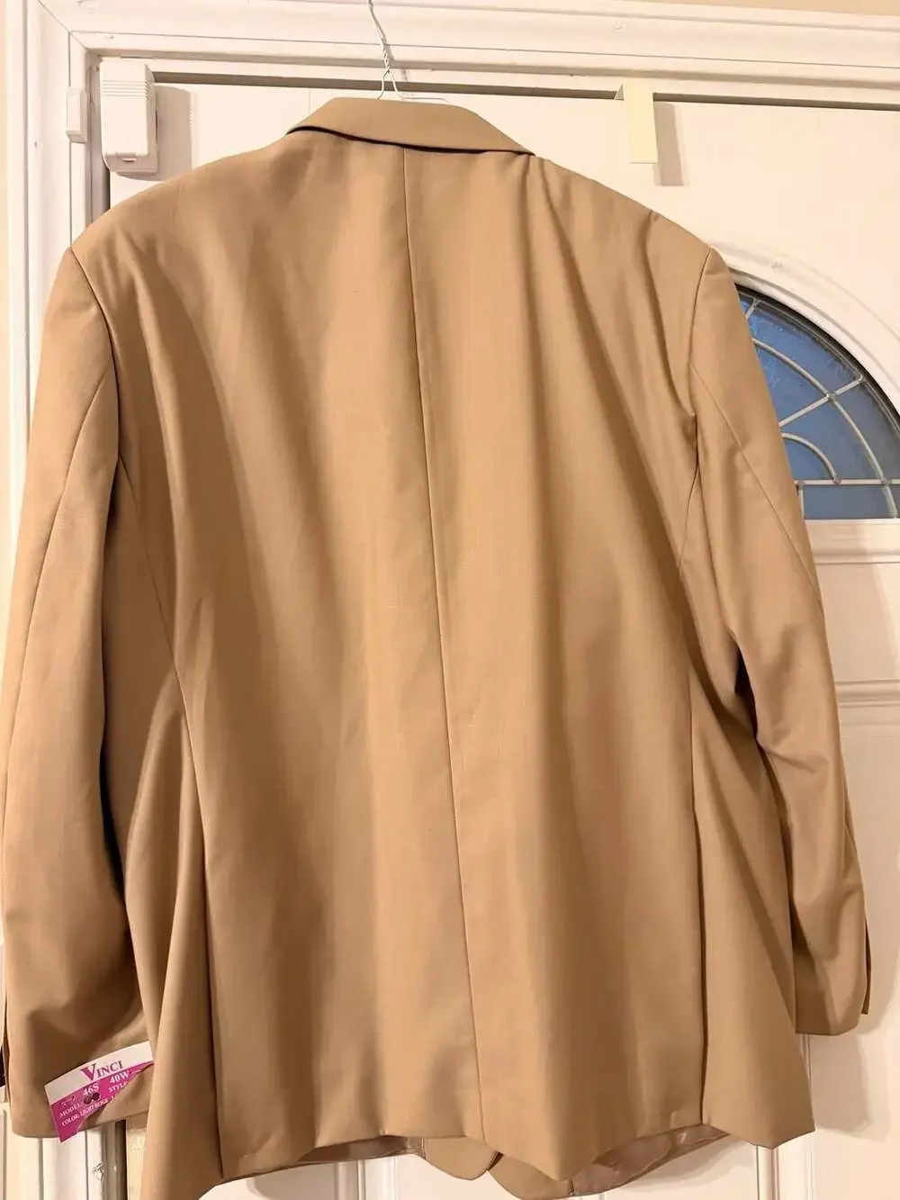 Vinci Men's Super 150's Designed in Italy Beige Two-Button Sport Coat 46S